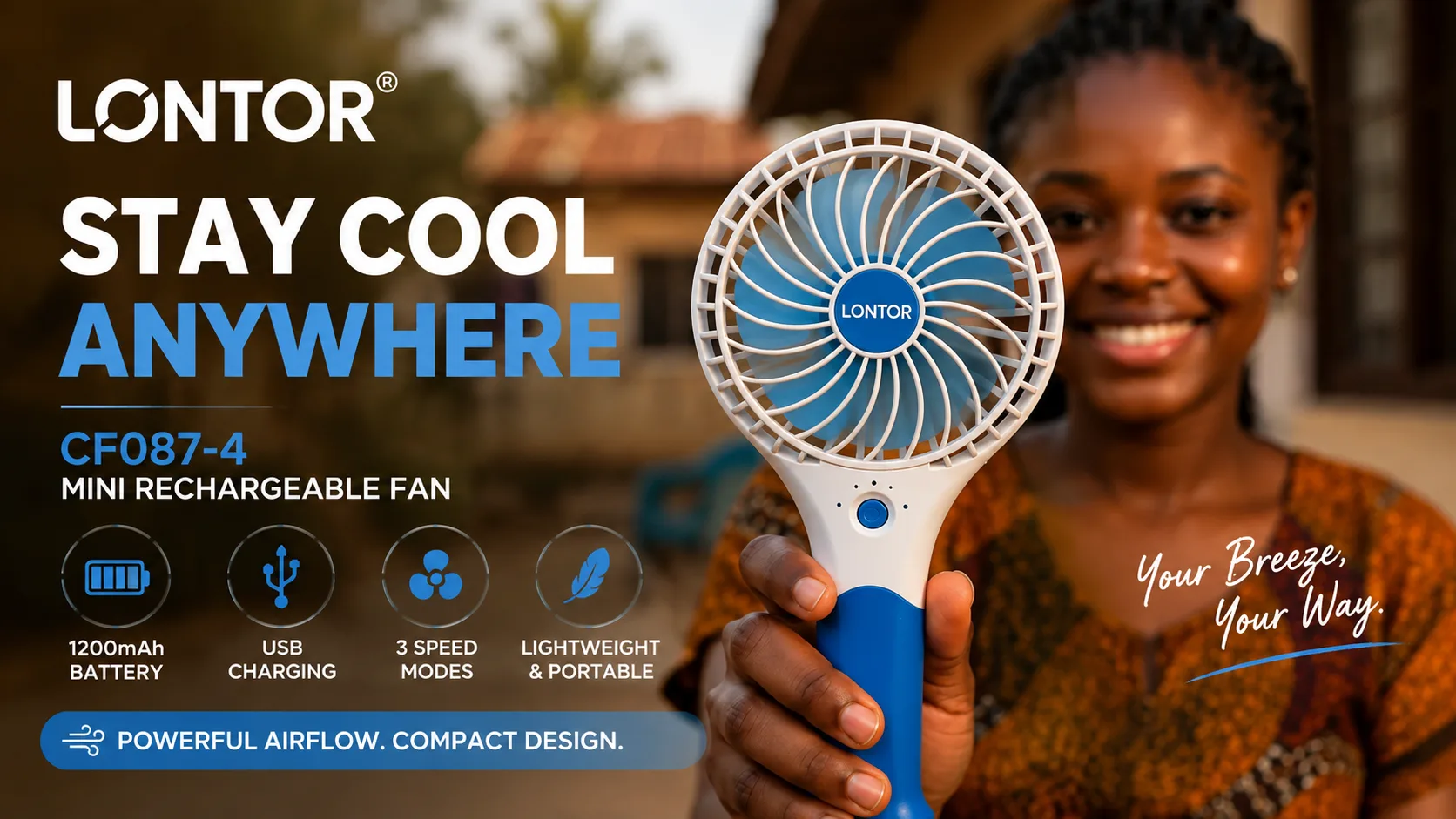 Lontor Mini Rechargeable Fan